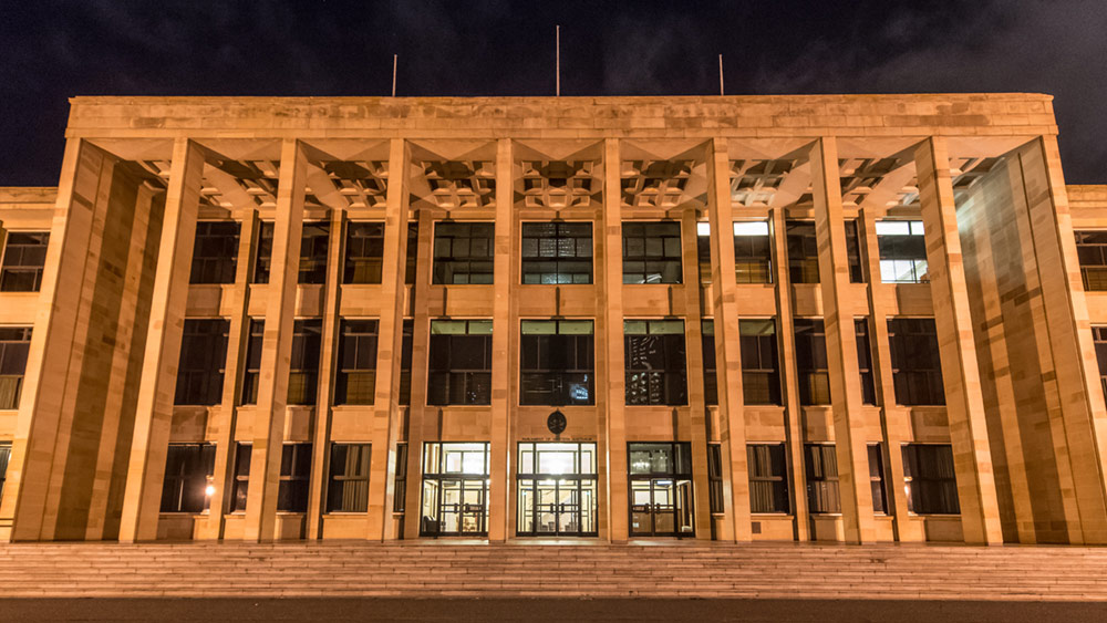 Parmliament House lit up at night