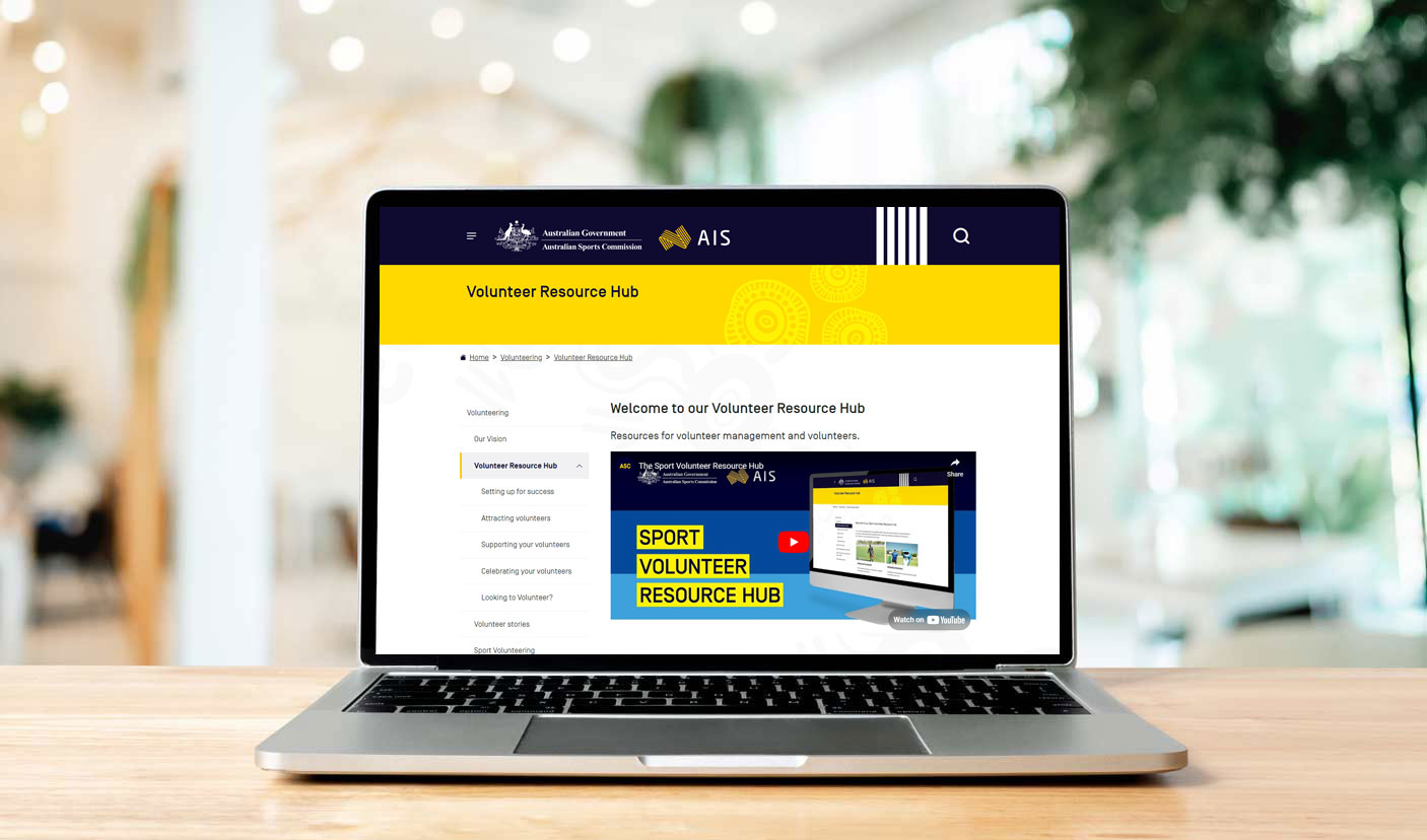 A laptop showing the webpage for the AIS Volunteer Resource Hub
