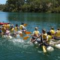 Raft making paddling